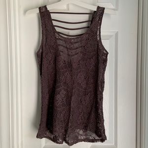 Maurice’s women’s S see-through tank top/cover-up, purple floral lace